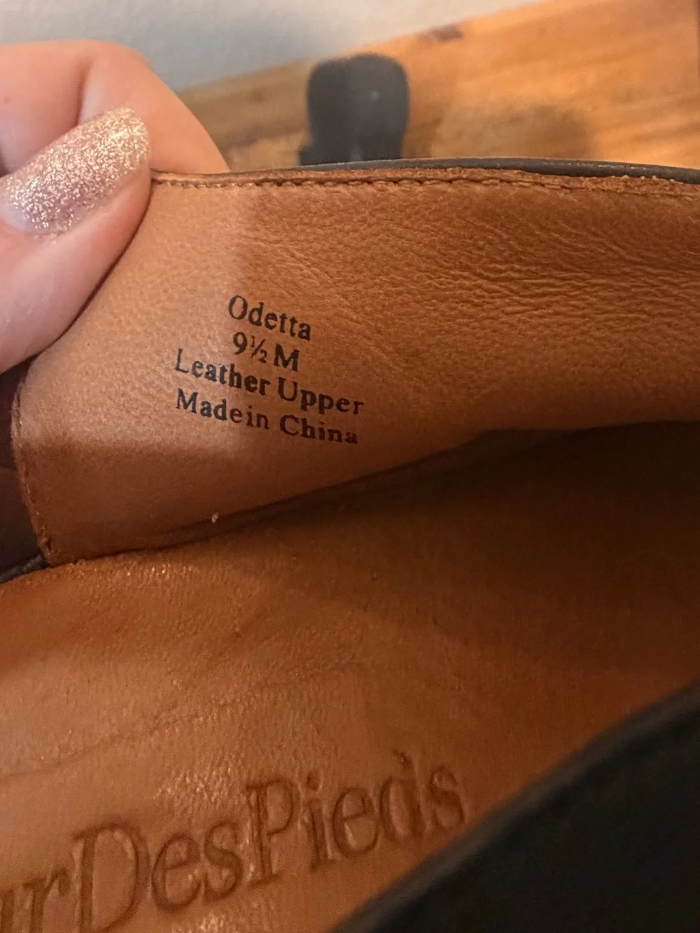 L’Amour Des Pieds Odetta Black Leather Wedge Heel